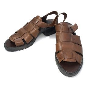 Mia Tan Strappy Chunky Heel Wedges